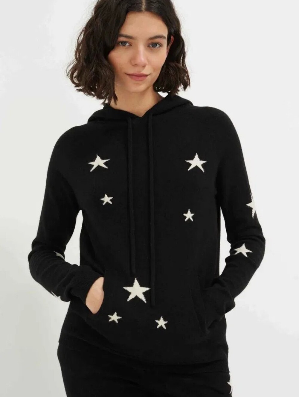 Chinti & Parker Cashmere Star Hoodie Black 100% Cashmere Size
